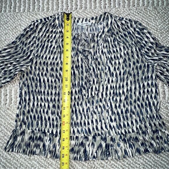 Madewell Sunpleat Lace-Up Top w/Painted Feathers - Sz S - Picture 15 of 16